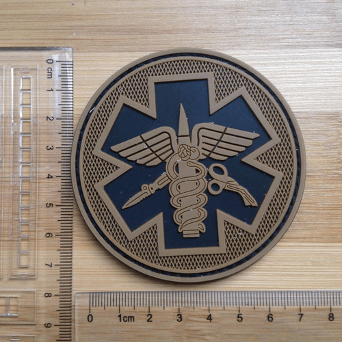 3D PVC EMS MEDIC CROSS STAR EMT FIRST AID RUBBER HOOK LOOP PATCH TAN - Picture 4 of 5