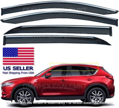 2017-2022 Mazda CX-5 Window Visor Vent Rain Deflector Chrome 1yr WTY US Seller