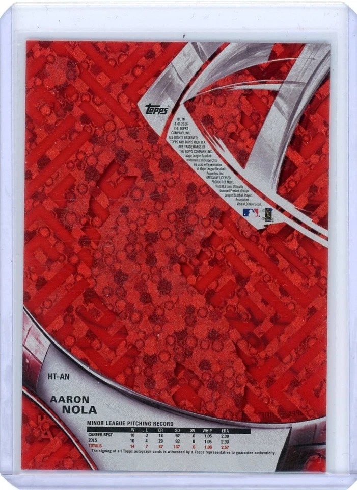 2016 Topps High Tek Aaron Nola Rookie Red Orbit Diffractor Auto /5 Phillies - Image 2 of 2