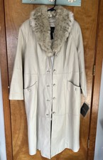 Jerry Lewis Classic Luxuries Long Leather Coat With Collar Faux Fur