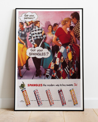Got Your Spangles Vintage Süßwarenladen Werbung Repro Poster 36''x24''