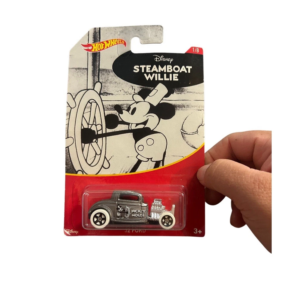 HOT WHEELS 2017 DISNEY MICKEY MOUSE SILVER STEAMBOAT WILLIE '32 FORD #1/8 - Image 2 of 4
