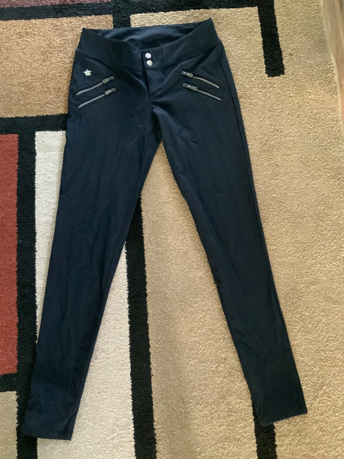 Alp N Rock Softshell Moto Pants Women size 2 Small Floral Embroidery skinny leg