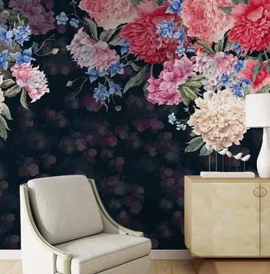 3D Vintage Flower Floral Wall Murals Wallpaper Murals Wall Sticker - Image 1 of 4