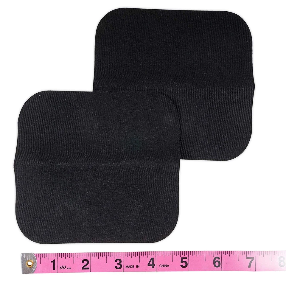 Black Iron On Twill Patches Set Of 2 Fabric Repair For Clothes 5X5 Inches - Image 2 of 4