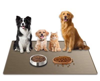 48''x32'' Extra Large Pet Food Mat, 1.5MM Super Thick Silicone Dog Mats for Foo...
