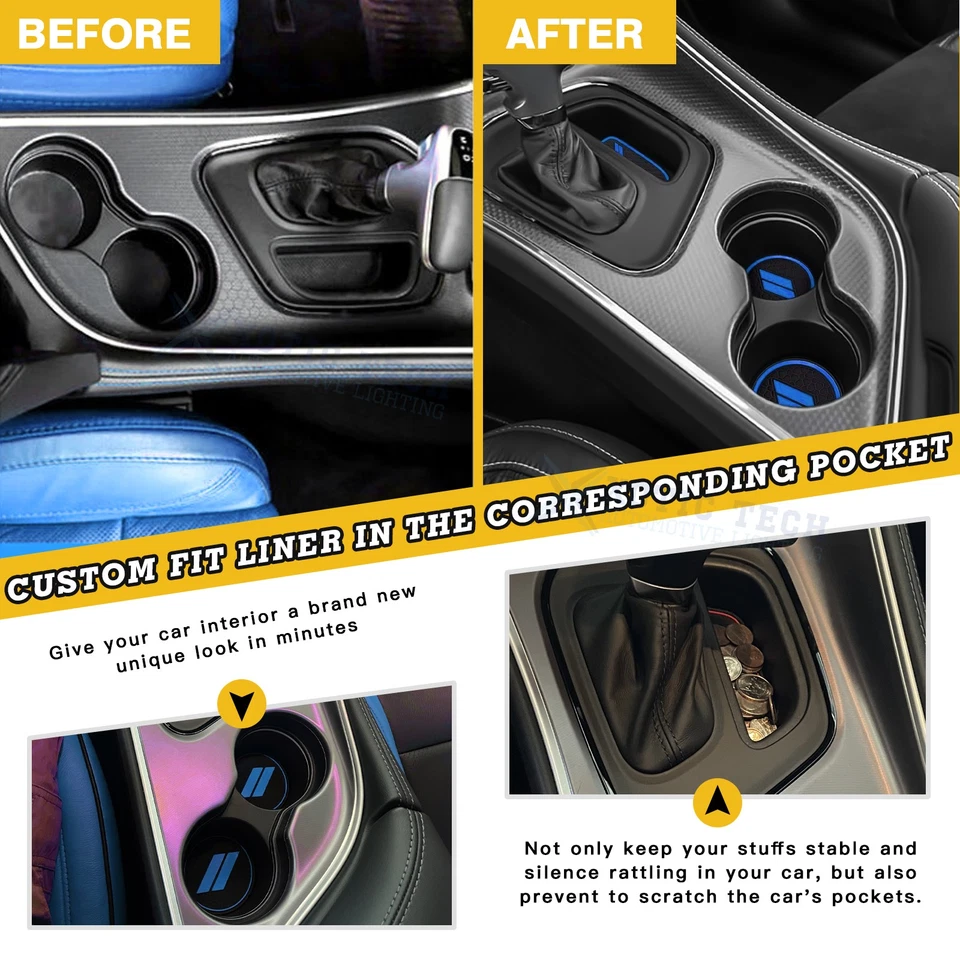 Door Groove Anti-Dirty Mats Cup Holder Liners 11pcs for Dodge Challenger 2015+ - Image 4 of 4