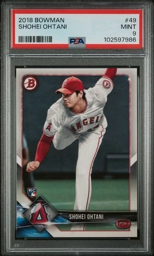 SHOHEI OHTANI 2018 TOPPS BOWMAN 49 PITCHING ROOKIE CARD RC PSA 9 MINT #102597986