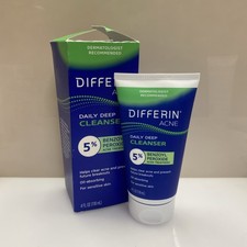 Differin Acne Face Wash with 5 Benzoyl Peroxide, Daily Deep Cleanser -Open Box