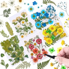 102 PCS Dried Flowers for Resin Molds, Natural Dried Pressed Flower Leaves Bu...