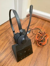 Jabra Engage 65 Office Headset with Charging Base – Dual Ear, Noise-Cancelling