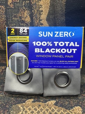 Sun Zero 2-Pack 100% Blackout Theater Grade Norway Grommet Curtain Gray ''80x84''