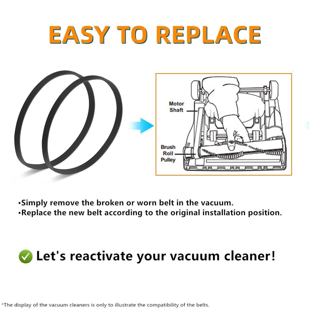 Replacement R Belts for Eureka 4870 and 4800 The Boss Smart Vac Models 4870