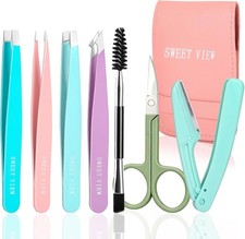 7pcs Eyebrow Tweezers Kit for Women Precision Plucker with Brow Scissors  Razor