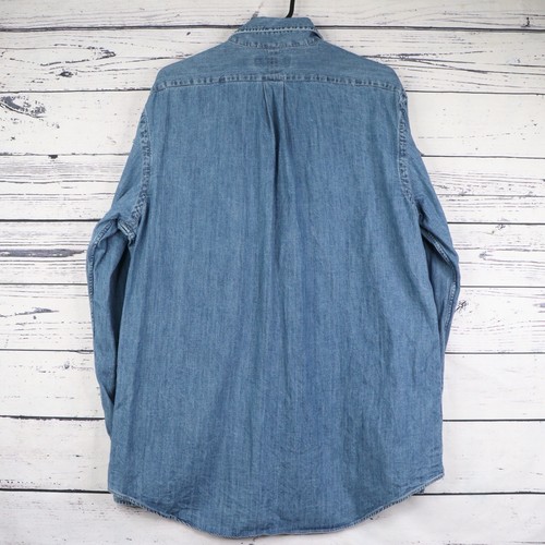 Polo Ralph Lauren Denim Chambray Shirt Mens L Button Up Western Colour Pony - Picture 5 of 12
