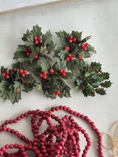 Vintage Christmas Holly And Berries Candle Holders