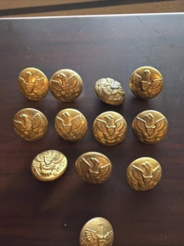 Lot Of 12 Civil War Era Brass Buttons 11 Marked Horstman Philadelphia