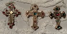 Vtg 1 Metal 10 Gold Resin, Plastic Christmas Multicolor Jeweled Cross Ornaments — photo 10