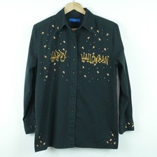 Vintage Halloween Shirt Novelty Embroidered Size Small Y2K Quirky Karen Scott