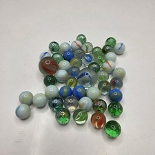 Vintage Glass Marbles Lot Mixed Cat Eye Swirl Shooters Multi Color 40 Pc Bulk