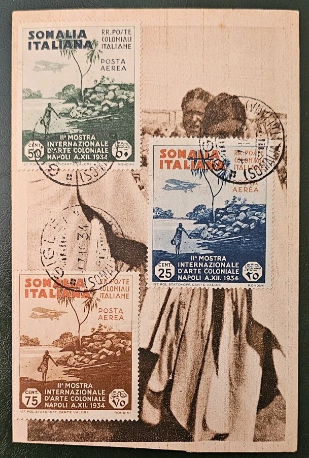 Postcard FDC Somalia 17-10-1934 SOMALIA IIth Colonial Art Exhibition Naples