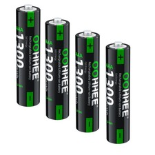 OOHHEE 4 Pack AAA Rechargeable Lithium-ion Battery 1.5V 1300mWh High Capacity