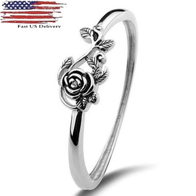 Flower Gorgeous 925 Silver Rings for Women Jewelry Party Rings Size 6-10 #4