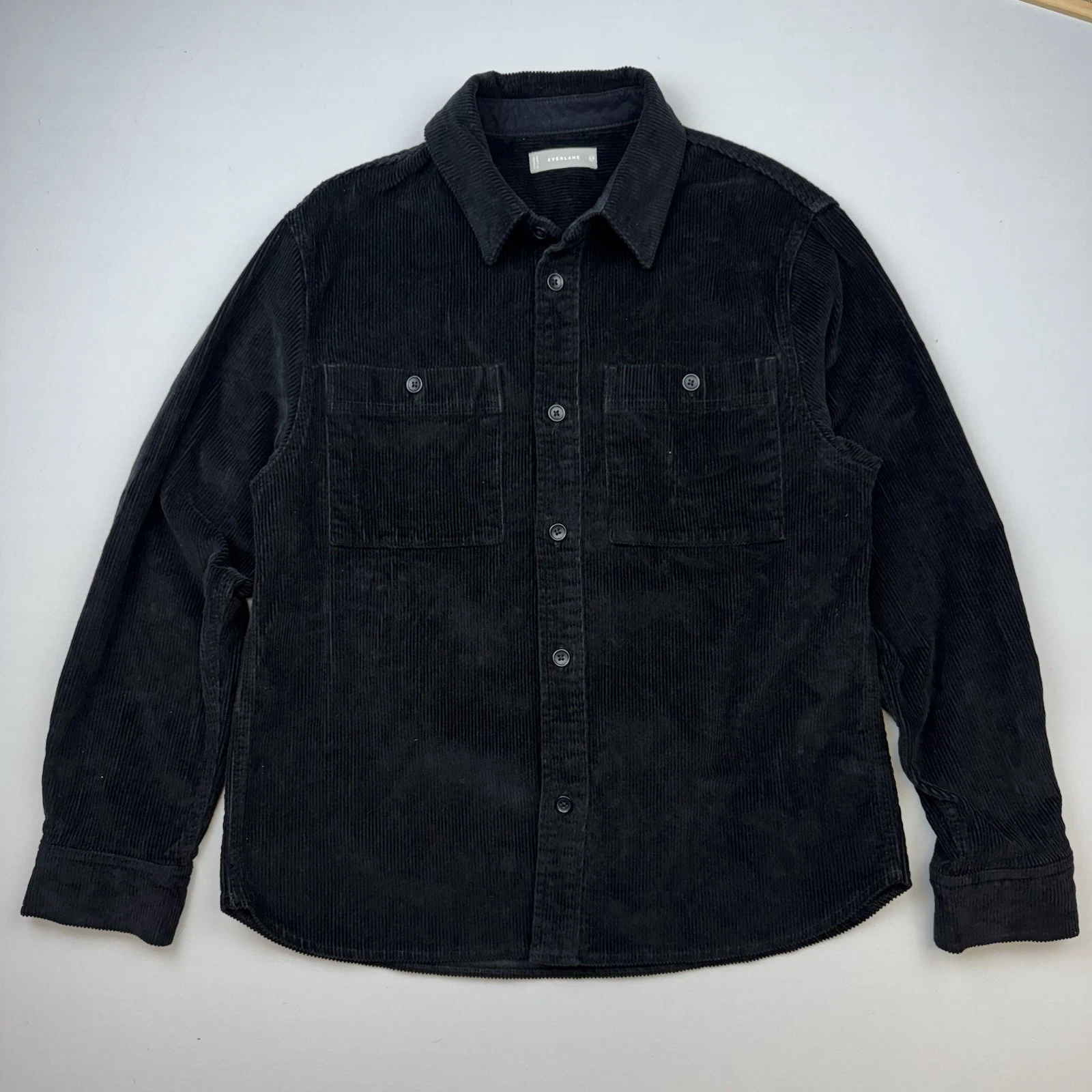 Everlane Jacket Unisex Adult E4 Mens Large Black Corduroy Shacket Button Down