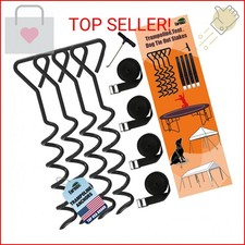 EURMAX USA Windproof Trampoline Stakes Anchor Kit-4pcs Steel Corkscrew Anchor,He