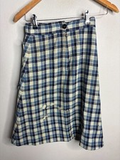 Vintage 70  s A-Line Skirt Tan Midi Wool Plaid Juniors Sz 11/12 Academia 6527