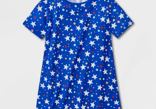Cat & Jack Girls Short Sleeve NightGown Blue Size S - Picture 5 of 6