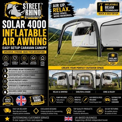 Solar 4000 Inflatable Air Awning Easy Setup UK Ideal For Lunar Clubman