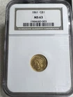 1861 TYPE 3 GOLD DOLLAR INDIAN PRINCESS HEAD Ngc MS63