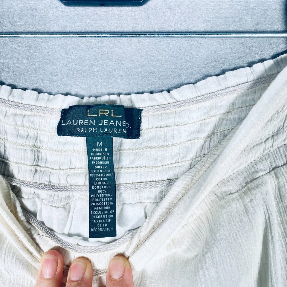 Falda Lauren Ralph Lauren M Marfil Algodón Bordado Western Completo Foto 4 de 4