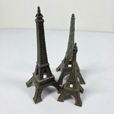 Eiffel Tower Figurines Set of 3 Metal Paris France Souvenir Decor French Decor