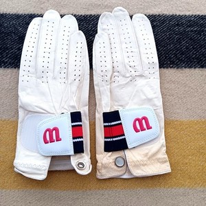 Vintage Wilson White Leather Golf Gloves Snap Closures Medium Large ML