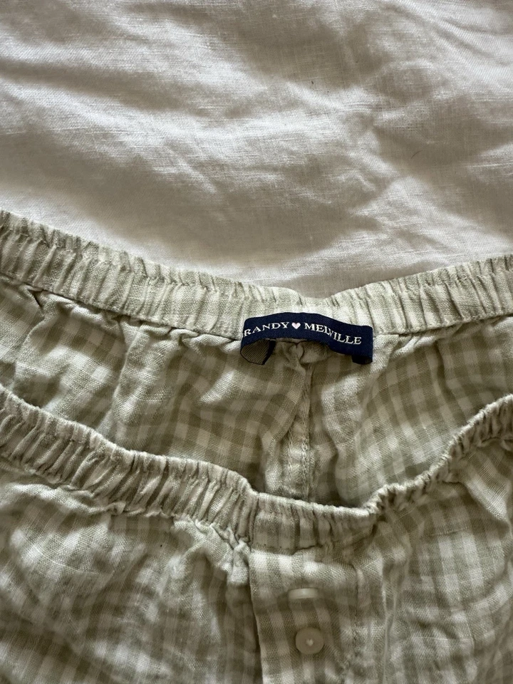 Brandy Melville Gingham light green shorts - Image 2 of 3