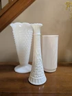 Vintage Mid-Century Milk Glass Vases- Lot of 3