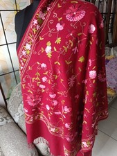 100 CASHMERE PASHMINA  FLORAL CREWEL EMBROIDERED STOLE  16 DESIGN CHOICE