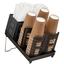 Cup and Lid Holder, Disposable Cup Dispenser with Stand, 6 Slots Coffee Cup a...