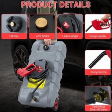 GRAVEE 15 Gallon Fuel Caddy Portable Gas Tank Manual Pump Hose 2 Gal/Min Flow Ra