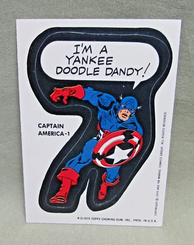 1975 CAPTAIN AMERICA 1 STICKER Vintage Topps Marvel Comic Book Super Heroes card