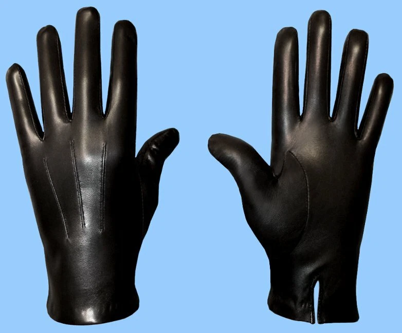 NEW MENS CLASSIC GENUINE BLACK LAMBSKIN-KID LEATHER DRESS GLOVES-CASHMERE LINED