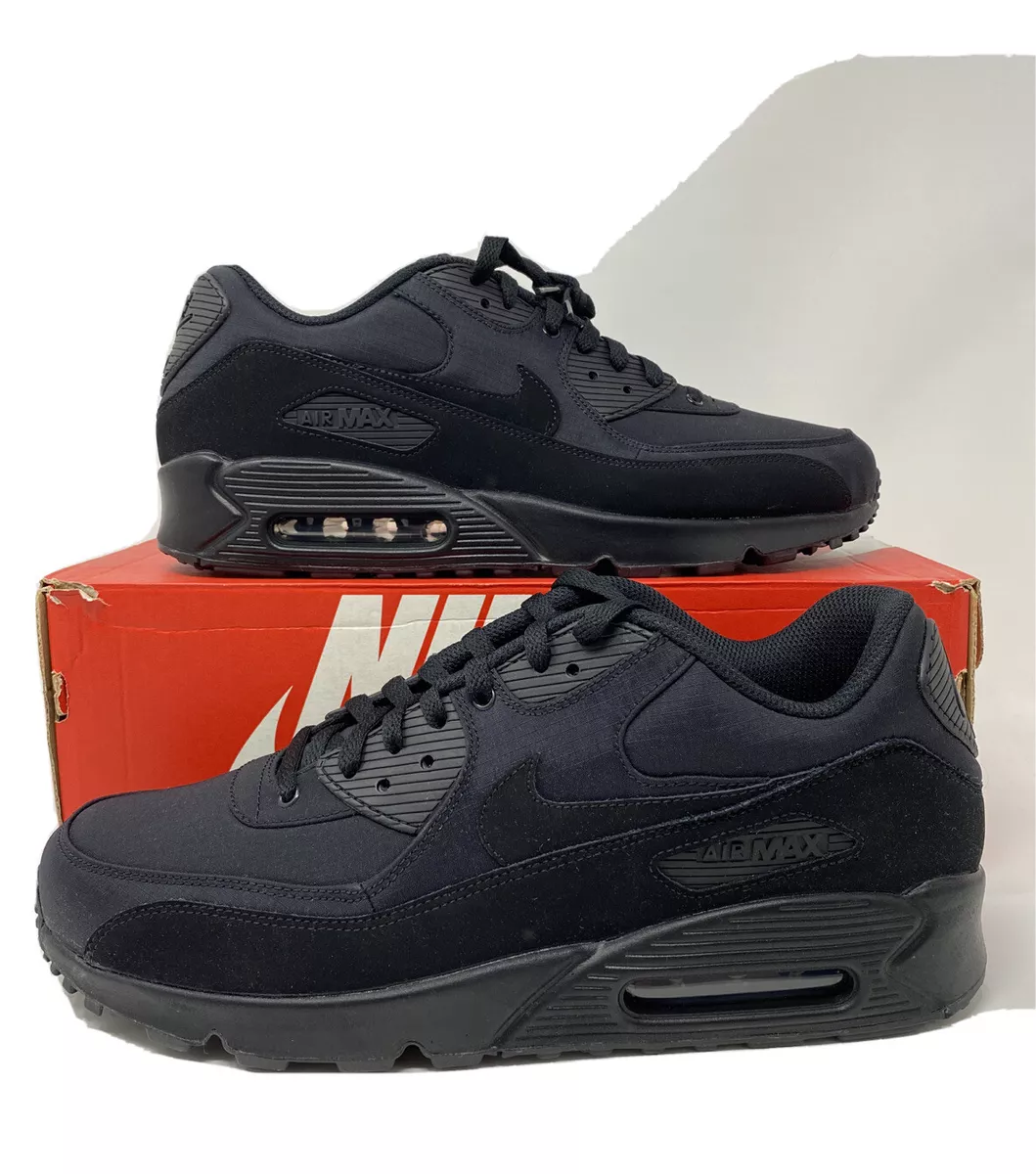 Gepolijst Gebakjes specificeren Nike Air Max 90 Essential Triple Black Nylon Suede 12.5 Running Shoes  537384-072 | eBay