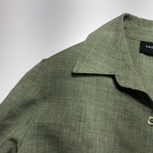 Sag Harbor Dress Shirt Womens Size 14 Green w/ Shoulder Padding Button Down - Picture 6 of 13
