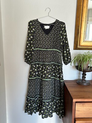 anthropologie karoline tiered maxi dress ANTHROPOLOGIE Karoline Tiered Floral Maxi Dress Boho Cottagecore Womens  Size 6