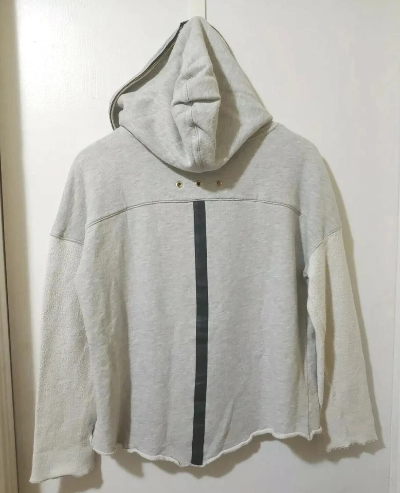Calvin Klein Performance Sweatshirt Womens M Gray Faux Leather Trim Hoodie - Image 3 of 4