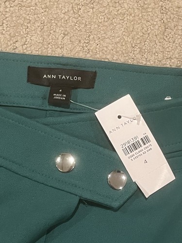 NWT Ann Taylor Pants Sz 4 Green High Waist Career Work Ankle Woman’s Pants - Picture 2 of 6