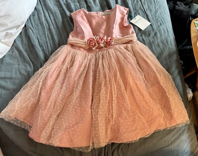 Abel & Lula Dress 6Y Girls NWT Pink Lace Overlay W/ Belt Gorgeous!