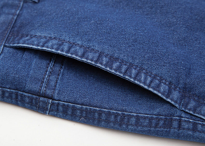 Men Pant Casual Loose Denim Business Stretchy Trousers High Waist Slim